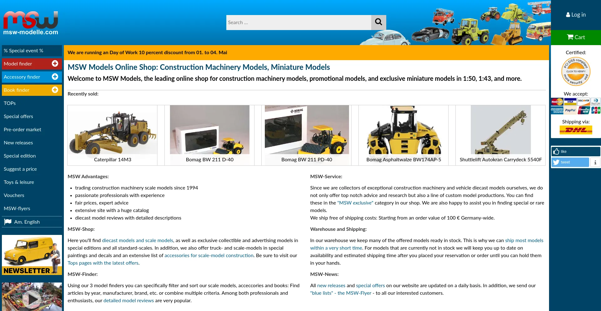 Website screenshot of Msw-modelle.com