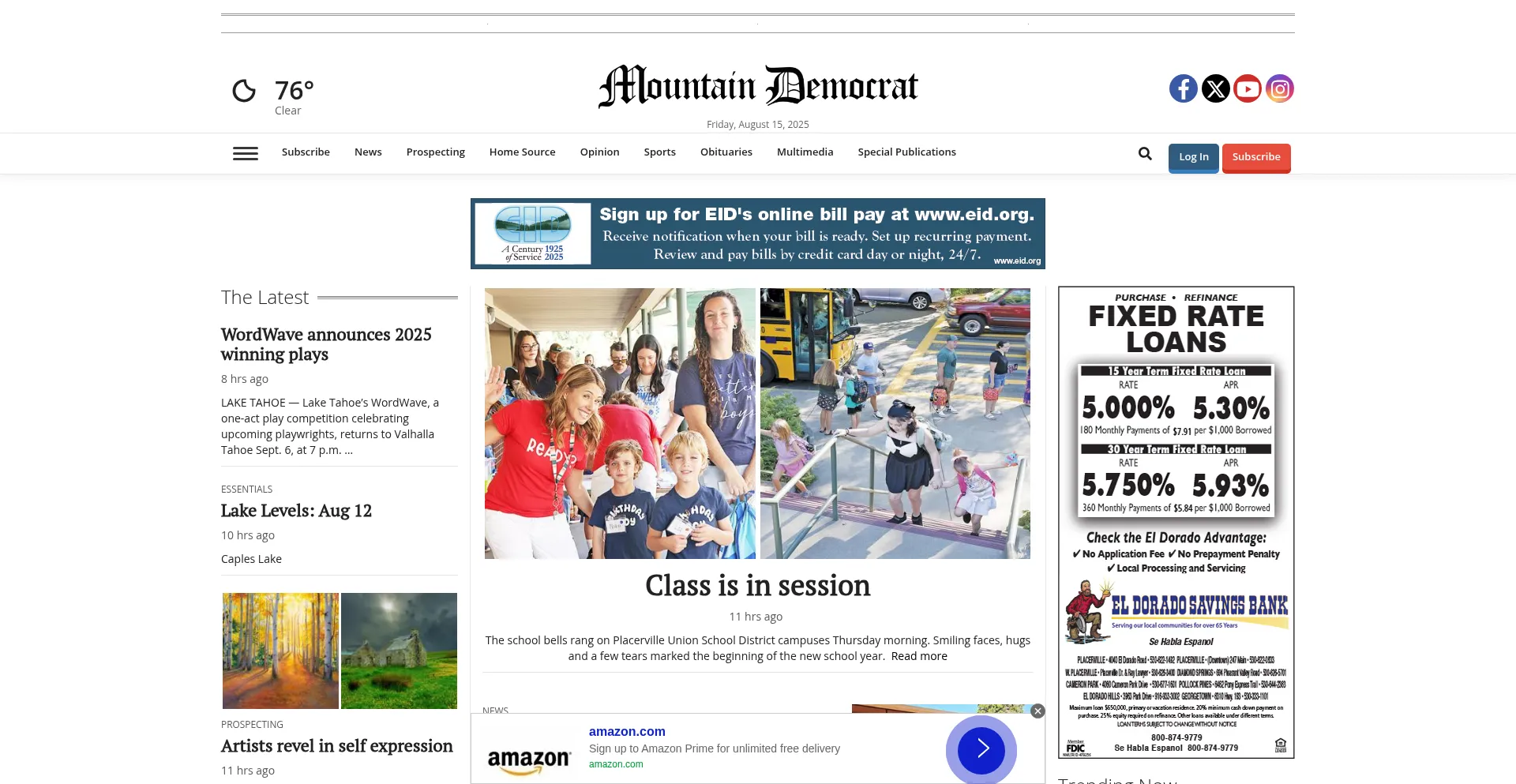 Website screenshot of Mtdemocrat.com