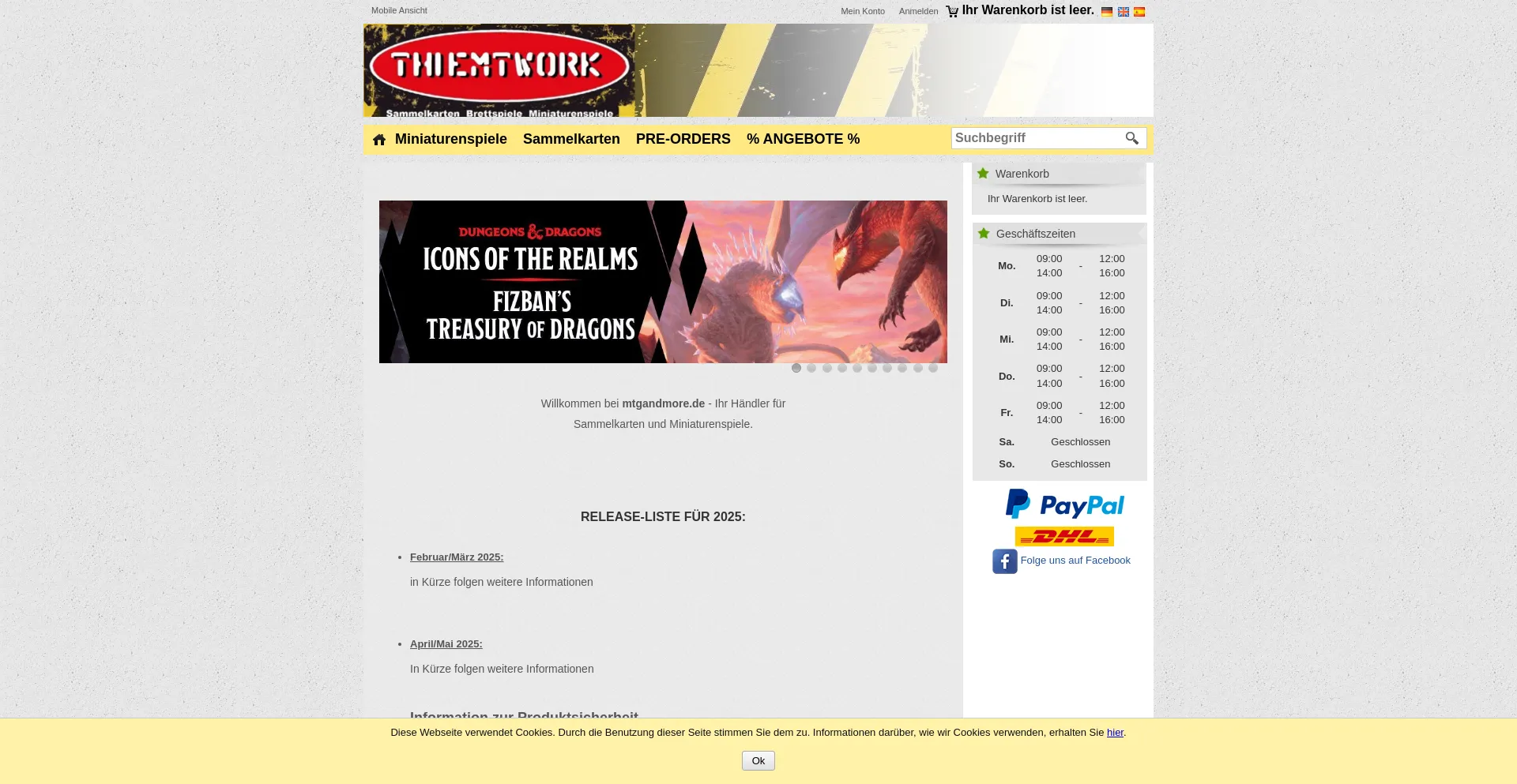 Website screenshot of Mtgandmore.de
