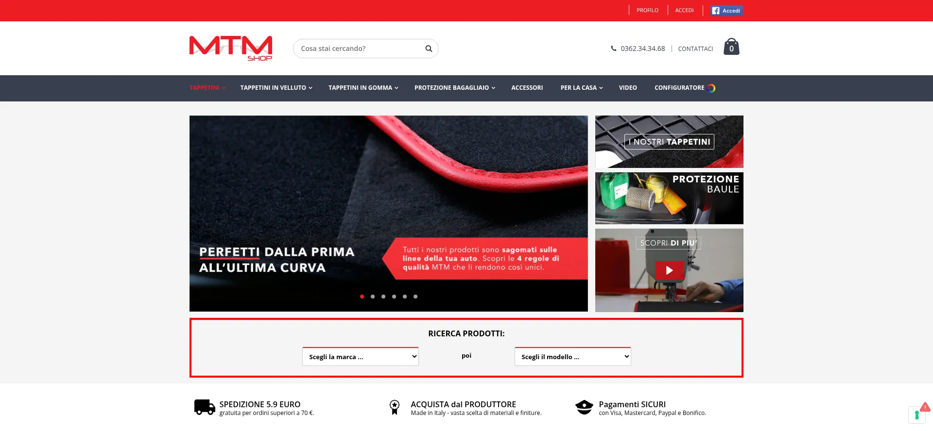 Website screenshot of Mtmshop.it