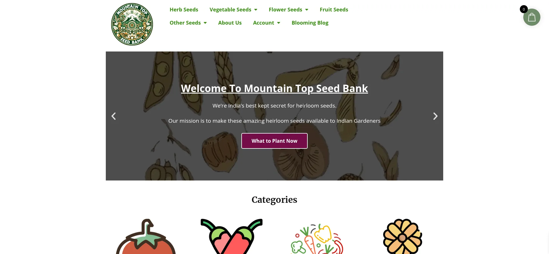 Website screenshot of Mtseedbank.in