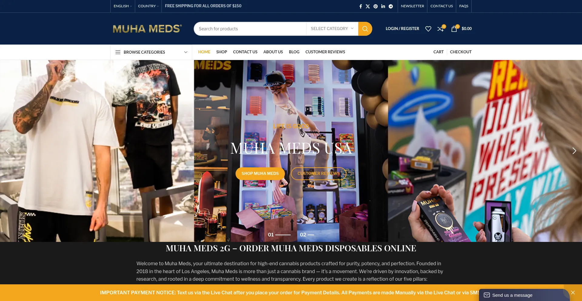 Website screenshot of Muha.us.com