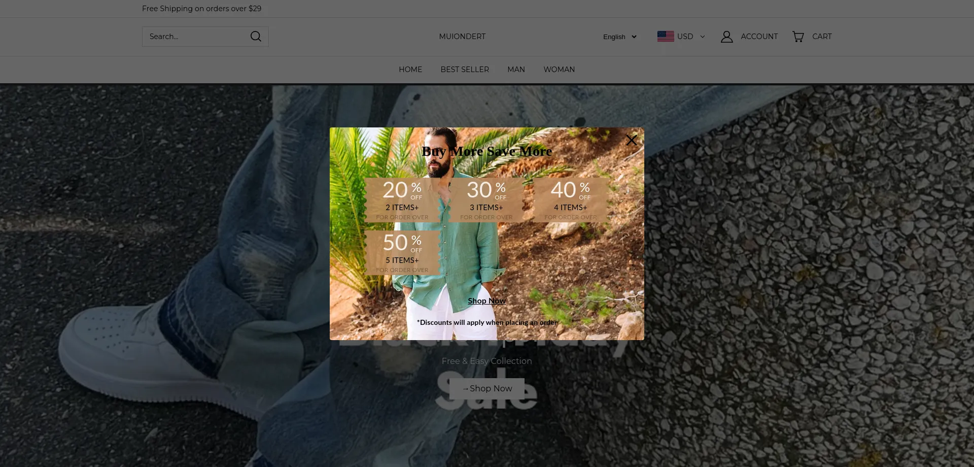 Website screenshot of Muiondert.com