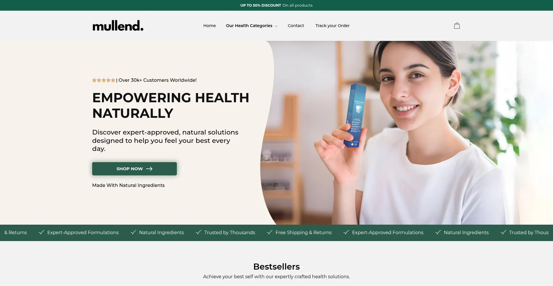 Website screenshot of Mullend.com