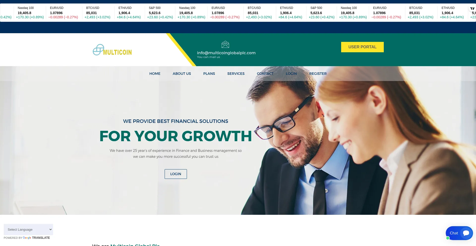 Website screenshot of Multicoinglobalplc.com