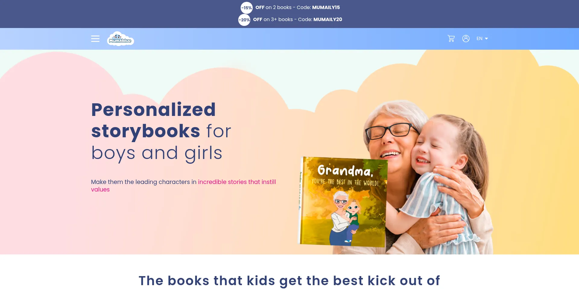 Website screenshot of Mumablue.com