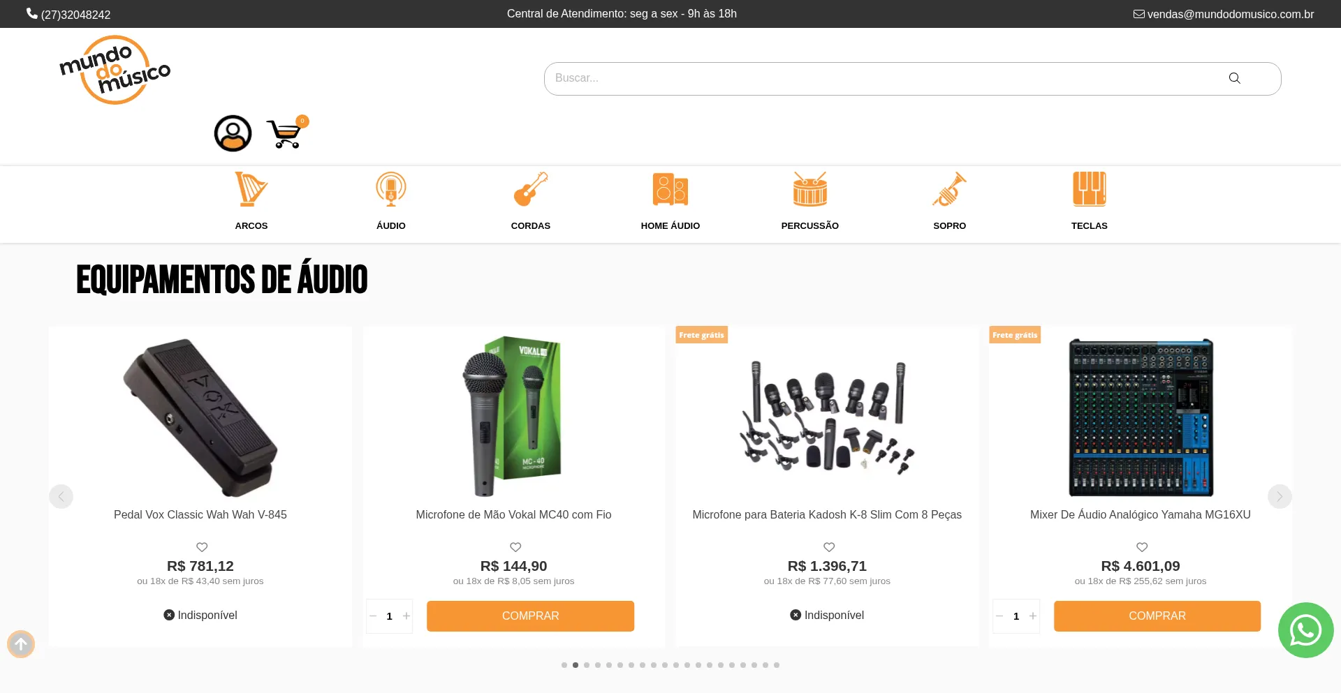 Website screenshot of Mundodomusico.com.br