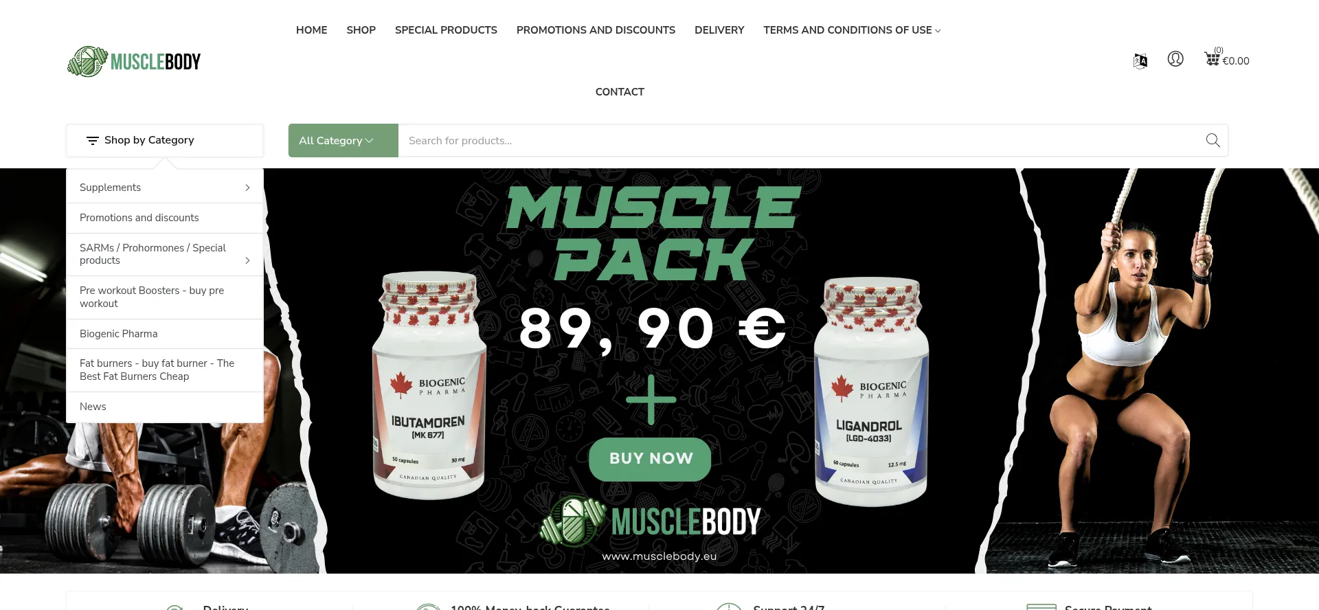 Website screenshot of Musclebody.eu