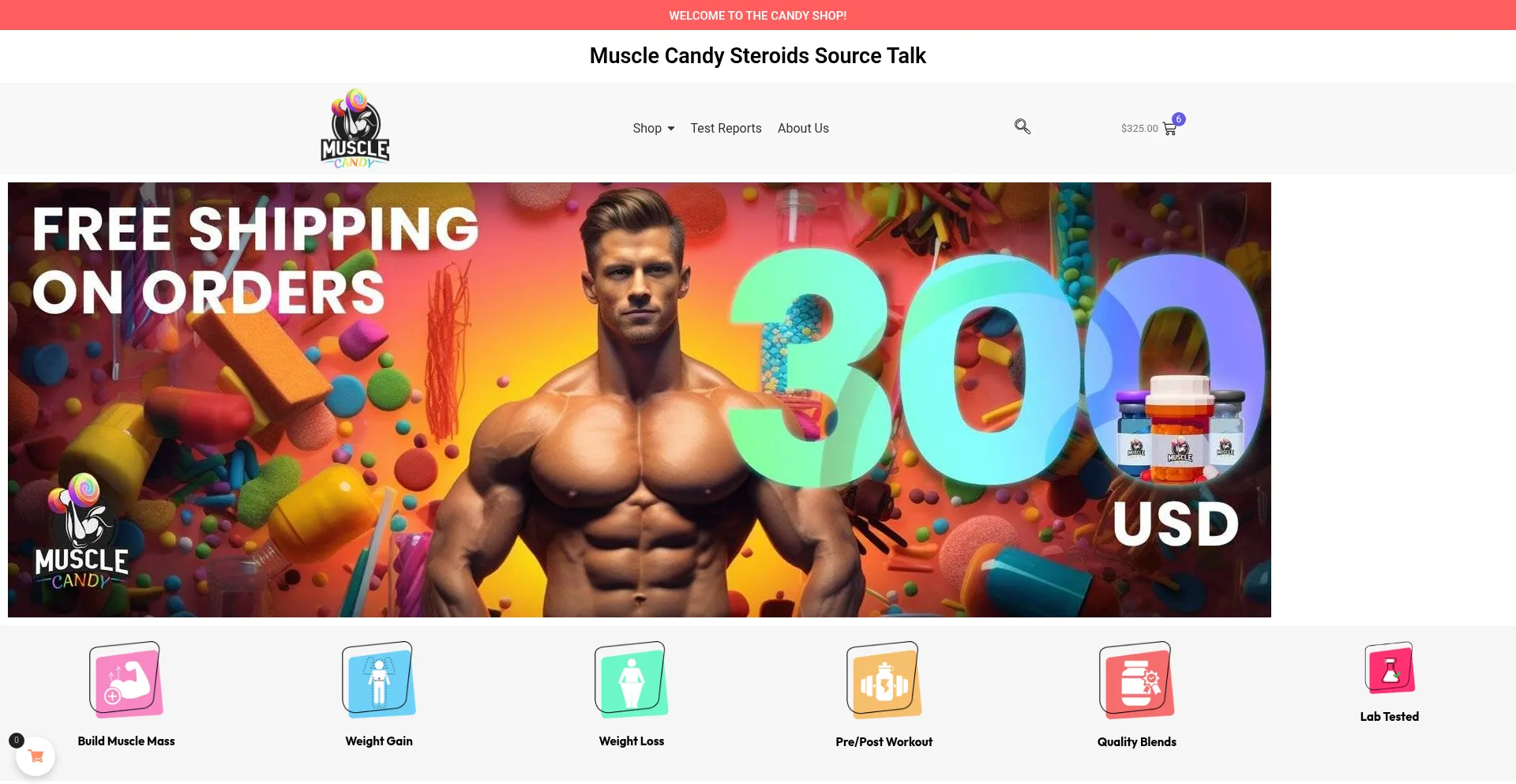 Website screenshot of Musclecandy.shop