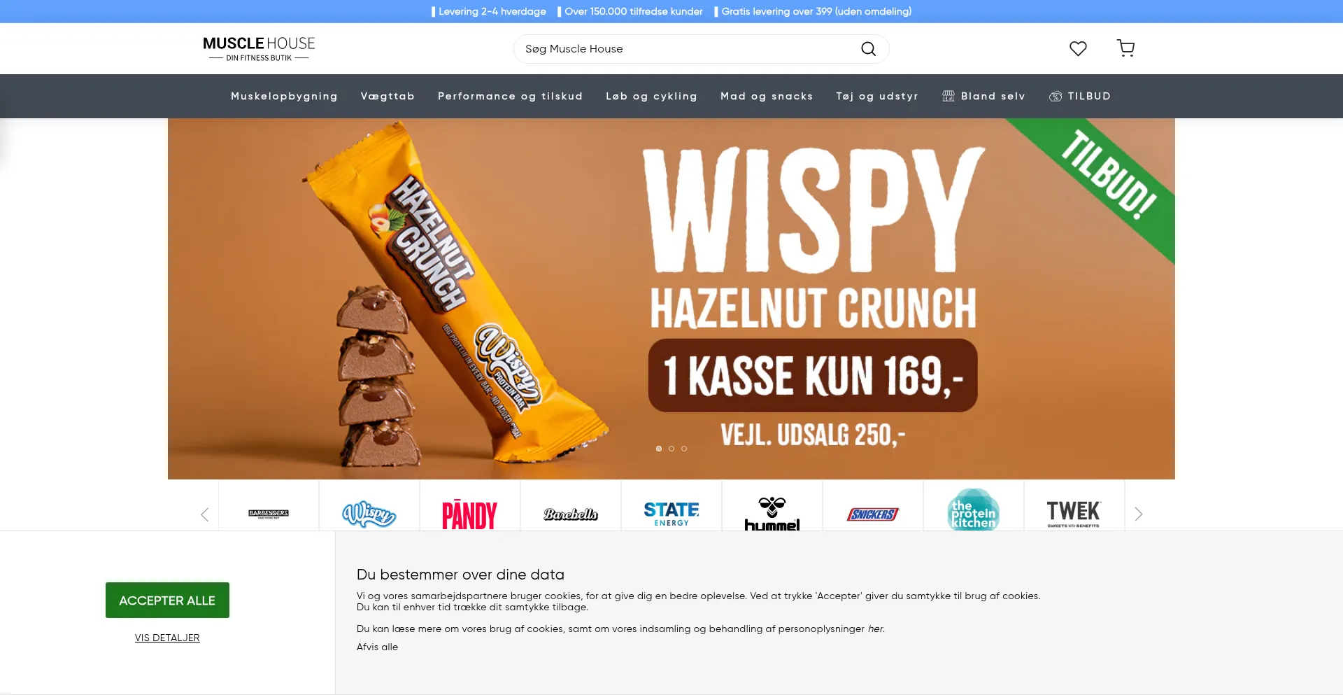 Website screenshot of Musclehouse.dk