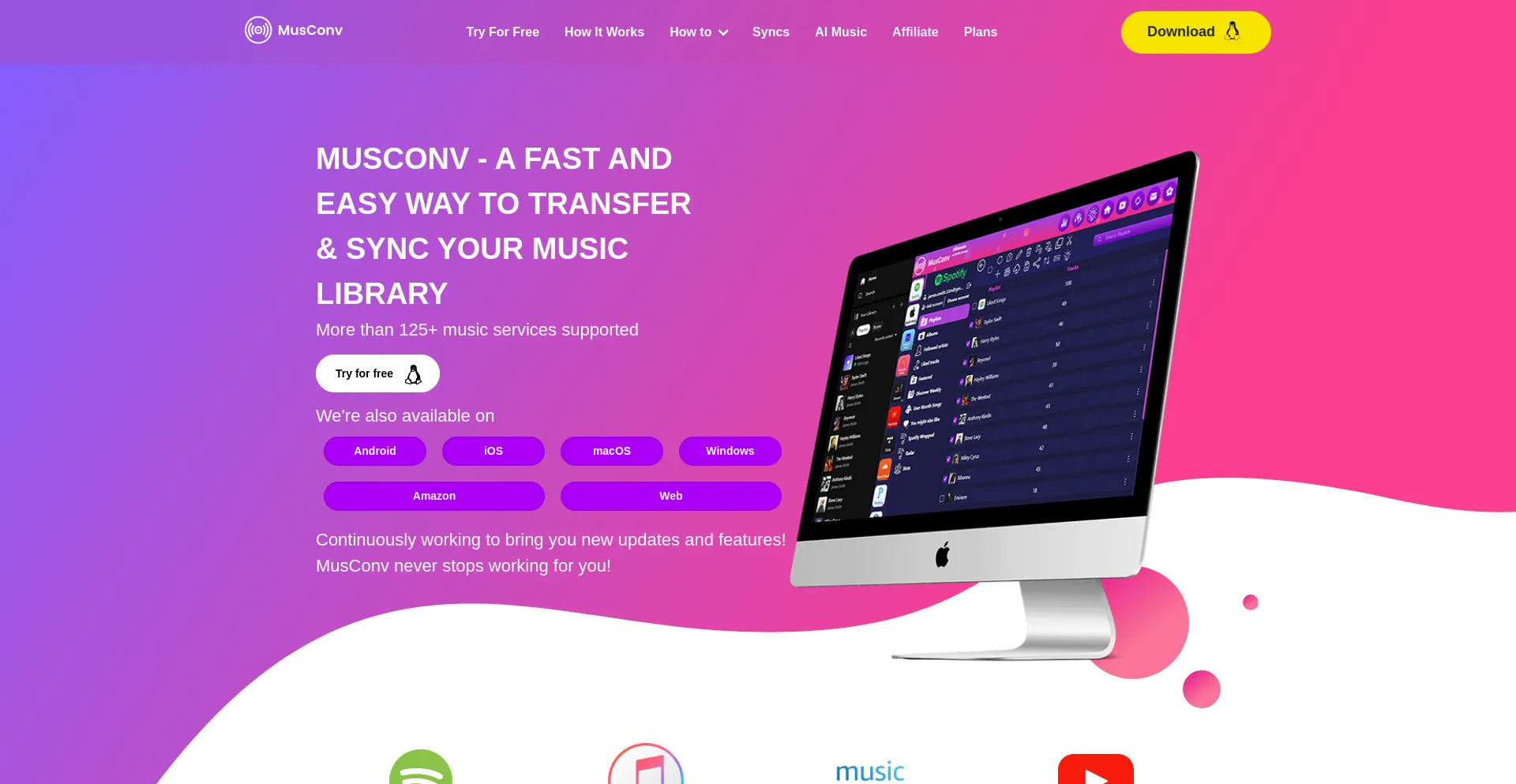 Website screenshot of Musconv.com