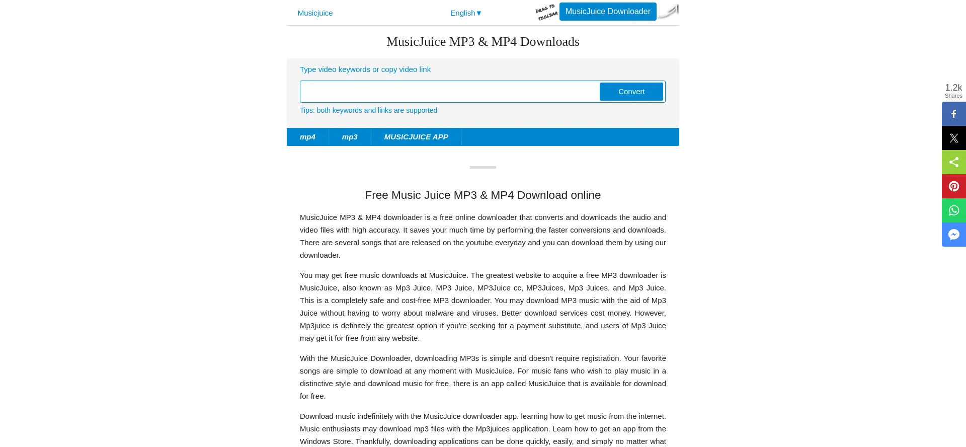 Website screenshot of Musicjuice.pro