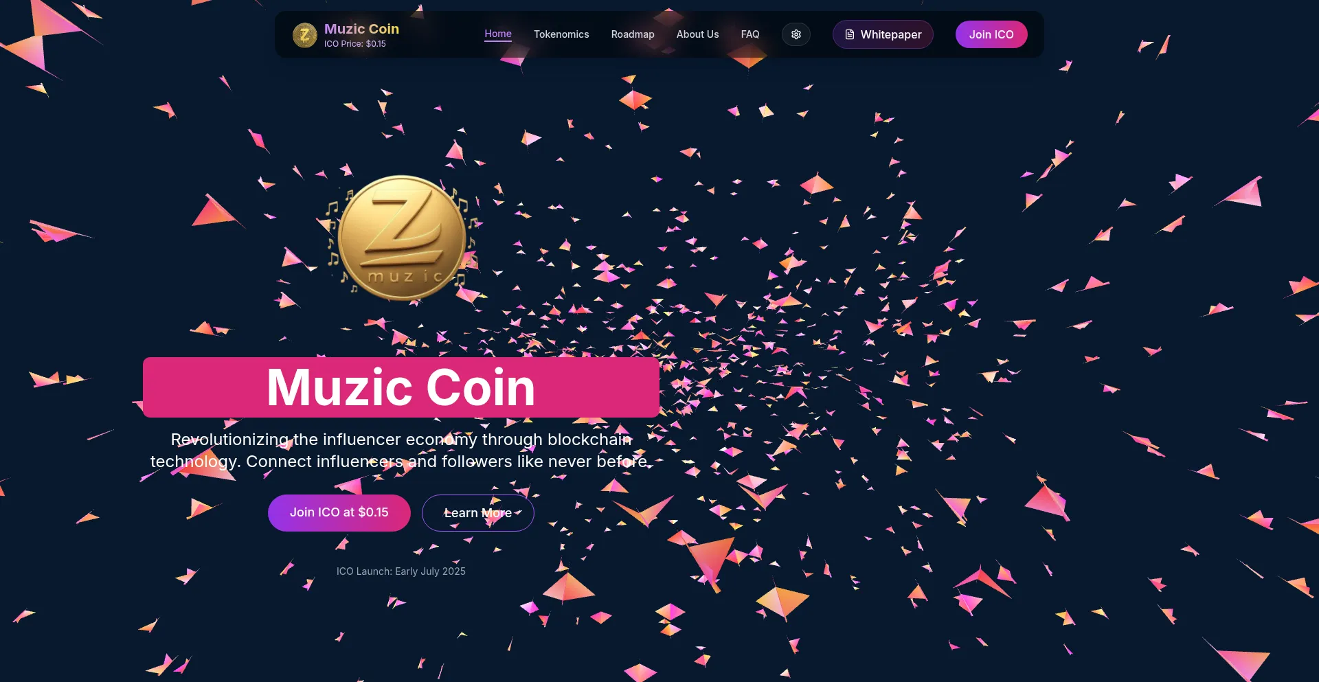 Muziccoin.com Screenshot