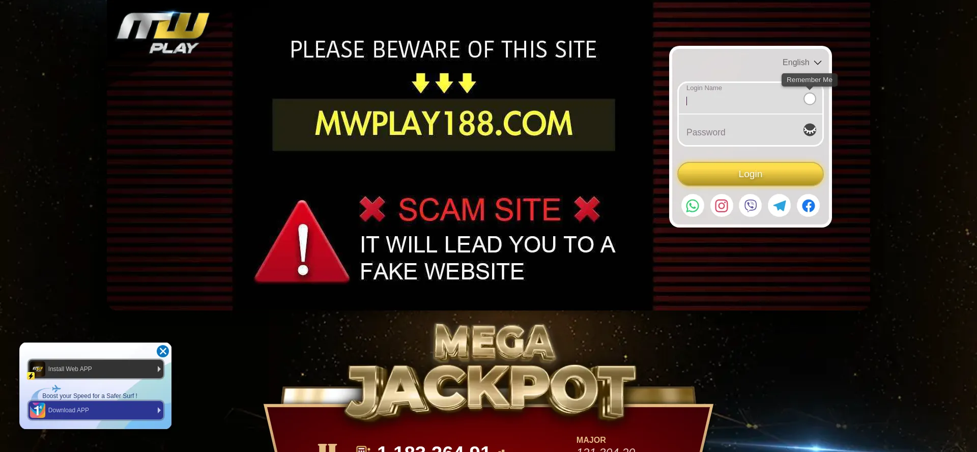 Website screenshot of Mwbet8888.com