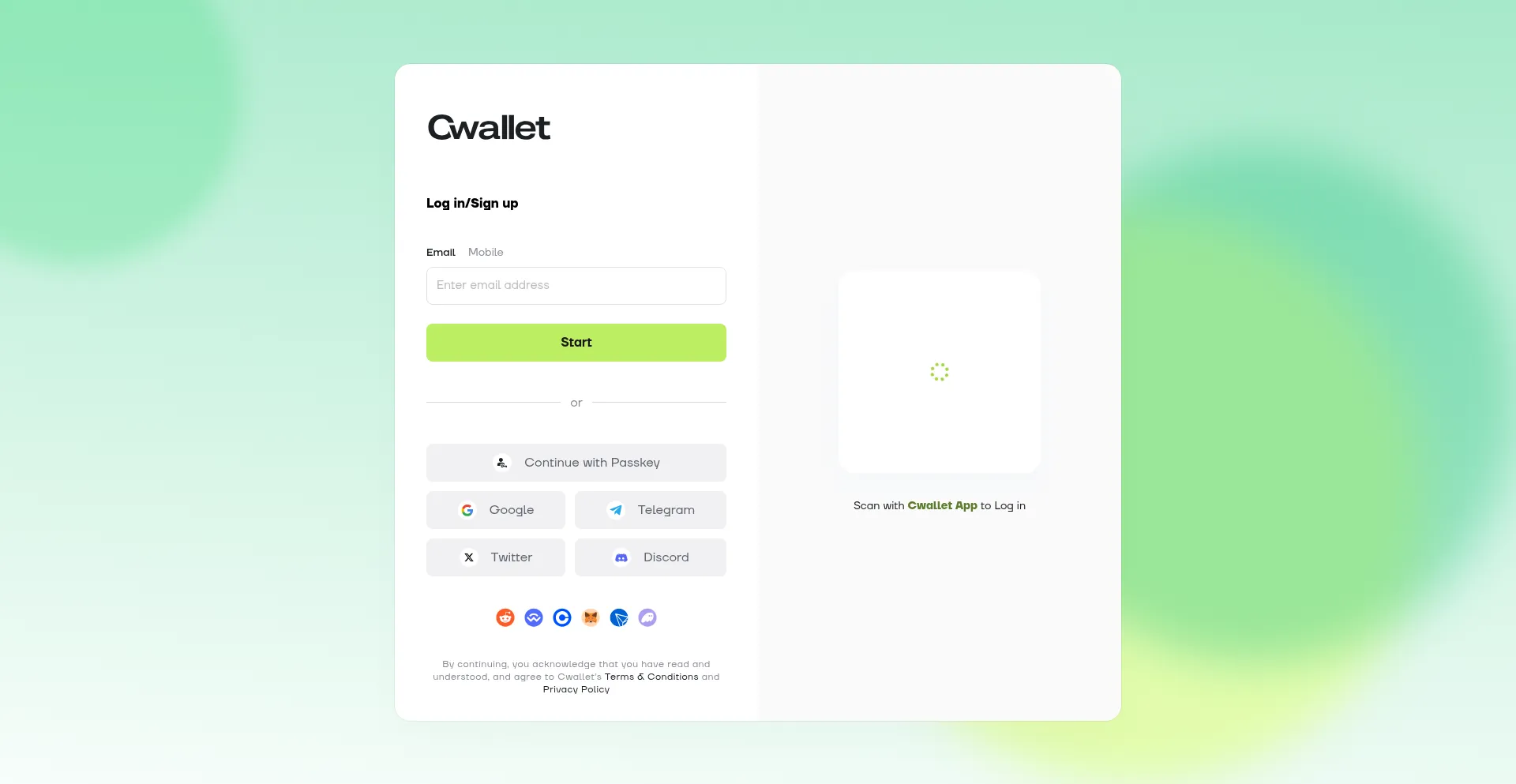 Website screenshot of My.cwallet.com
