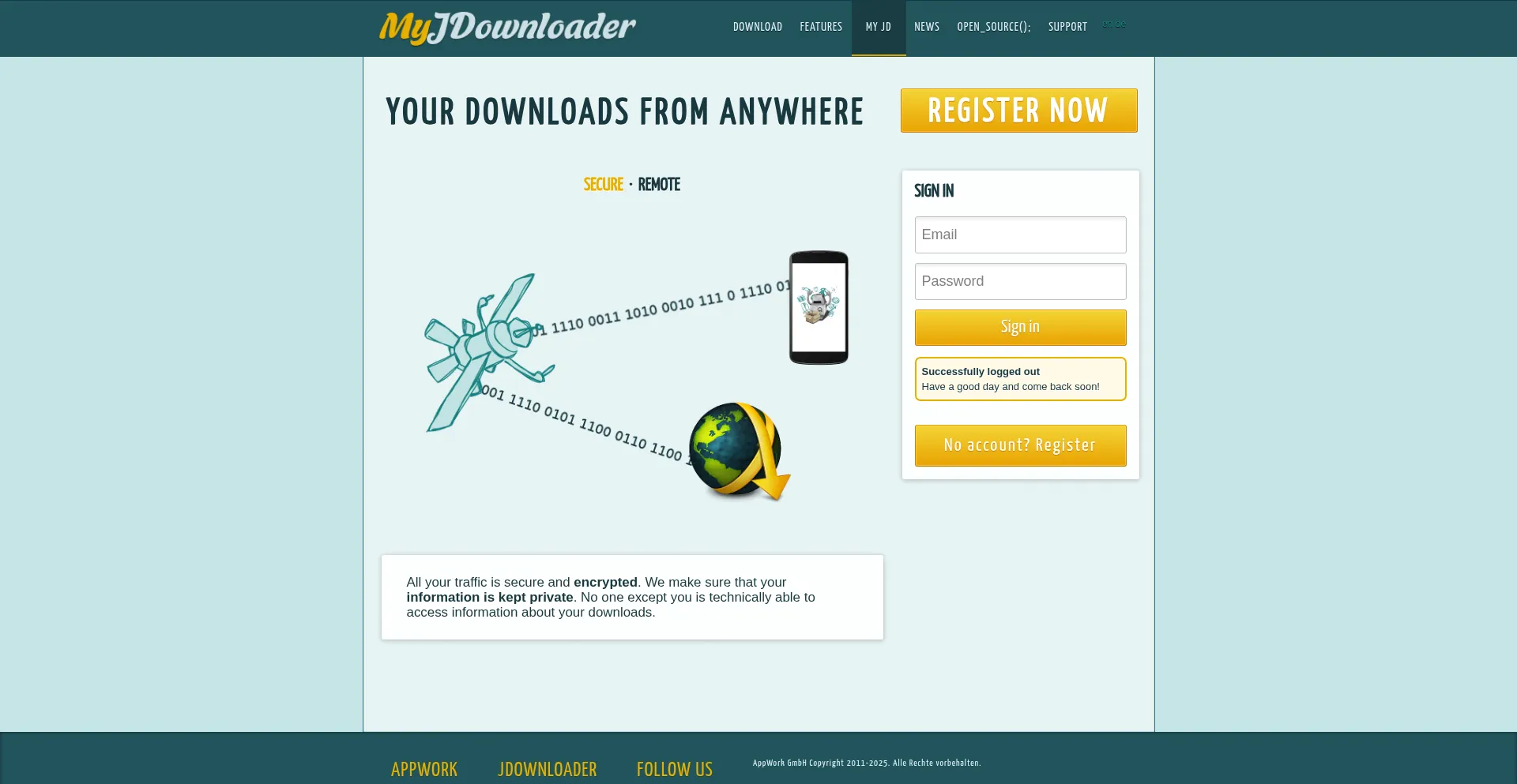 My.jdownloader.org Screenshot