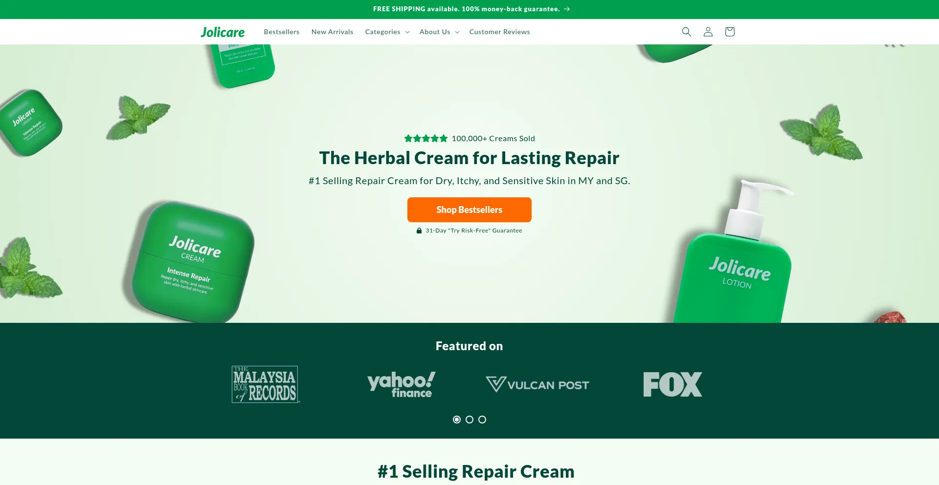 Website screenshot of My.jolicare.com