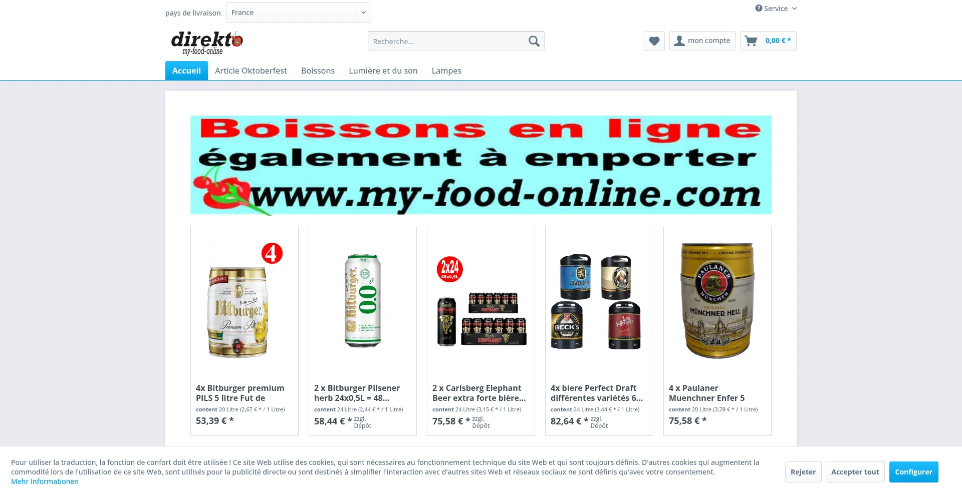 Website screenshot of My-food-online.com