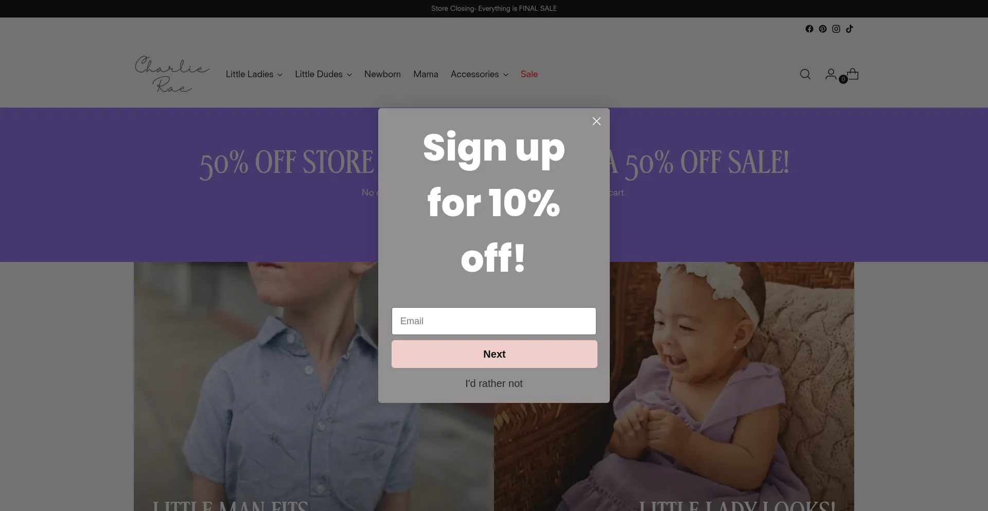 Website screenshot of Mycharlierae.com