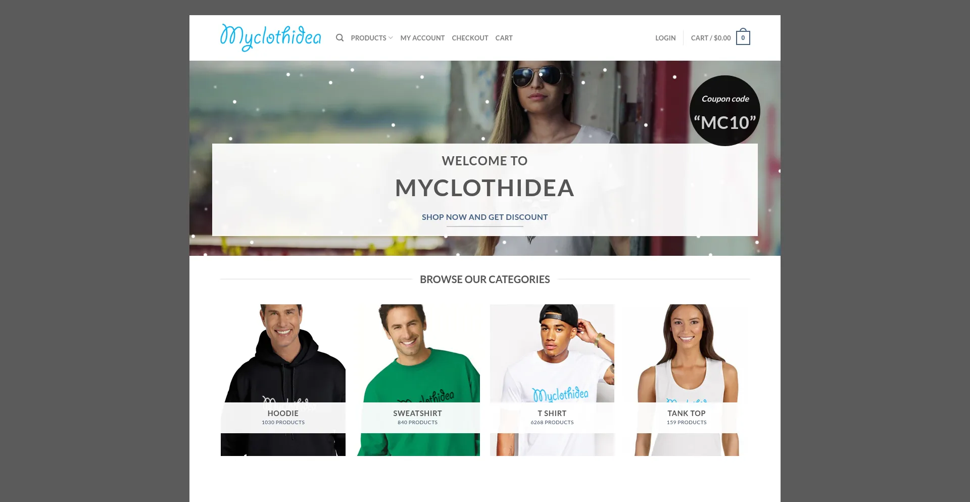 Website screenshot of Myclothidea.com