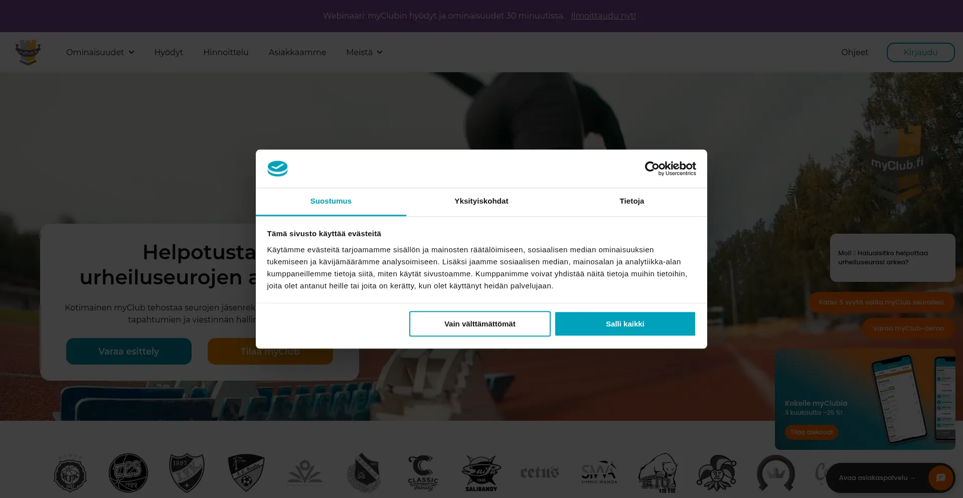 Myclub.fi Screenshot