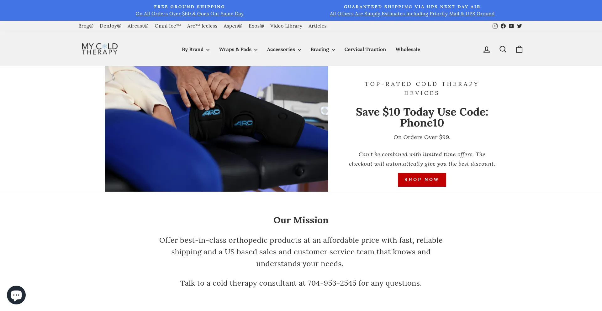 Website screenshot of Mycoldtherapy.com