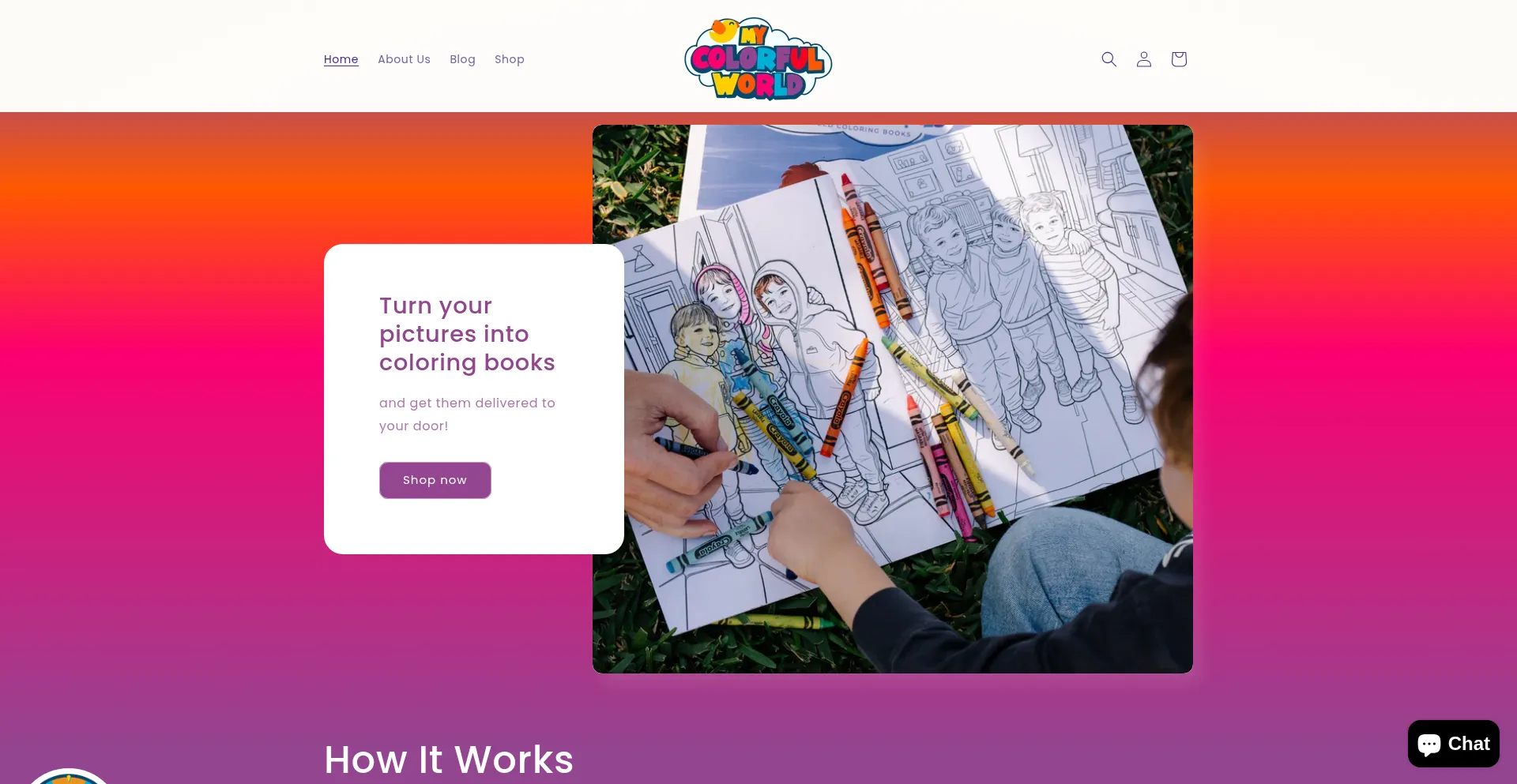 Website screenshot of Mycolorfulworld.art