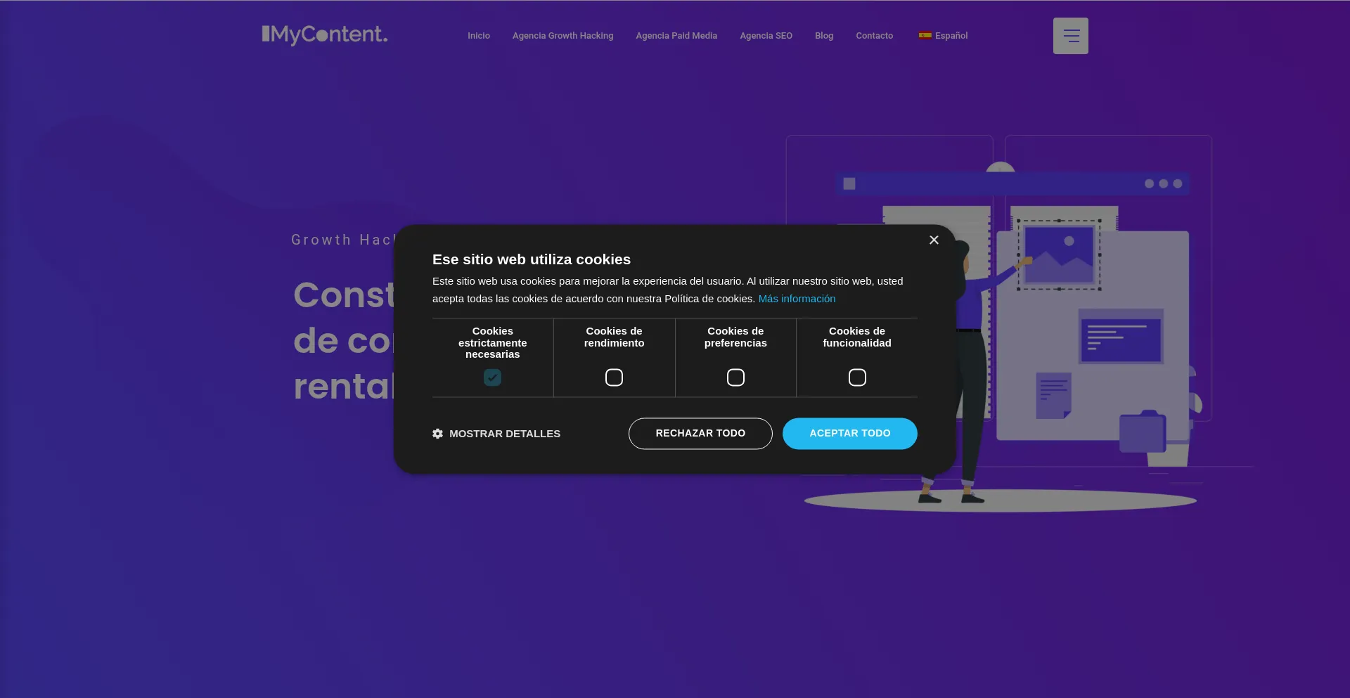 Website screenshot of Mycontent.agency