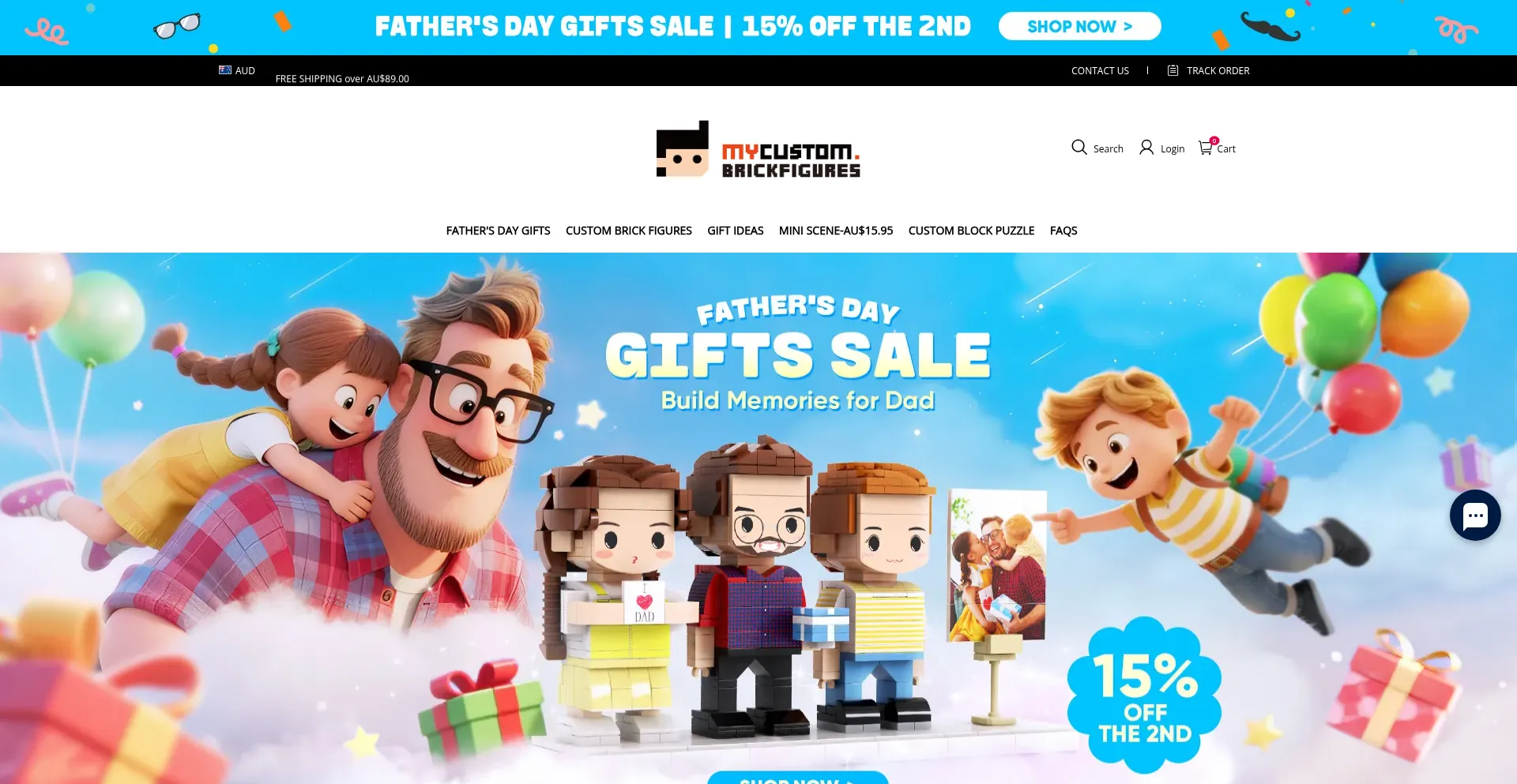 Website screenshot of Mycustombrickfigures.com.au