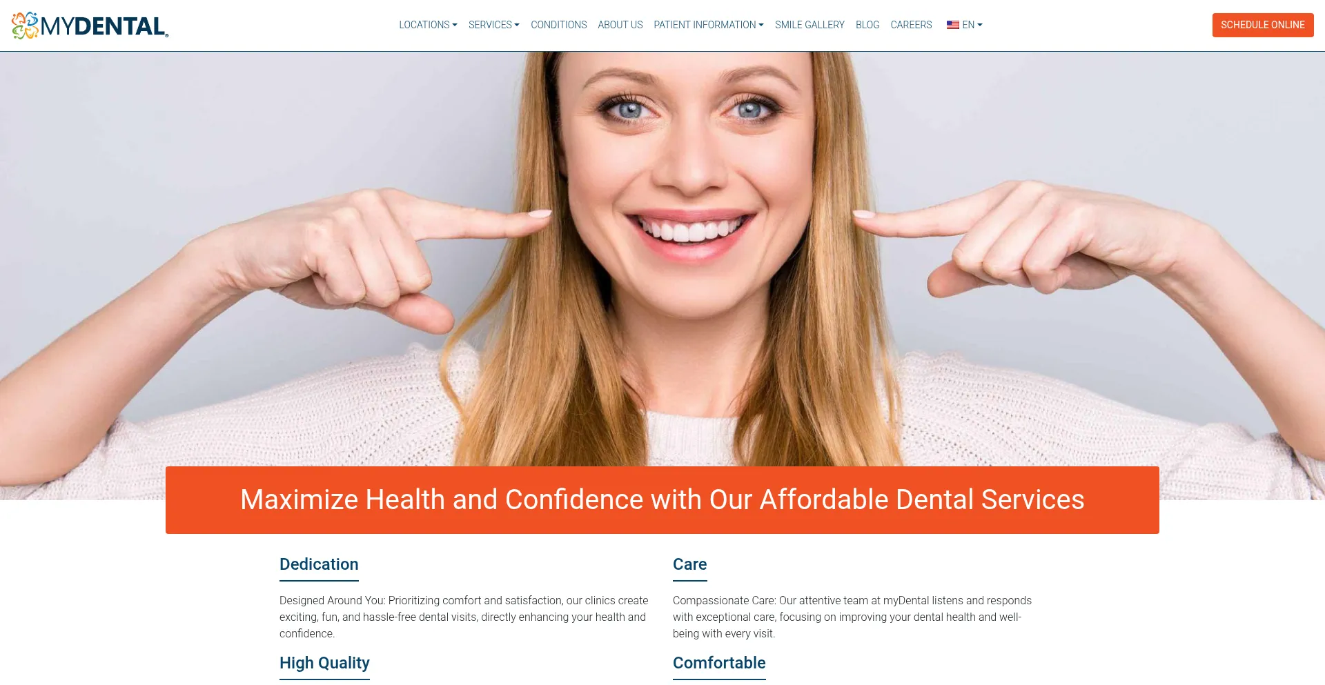 Website screenshot of Mydental.com