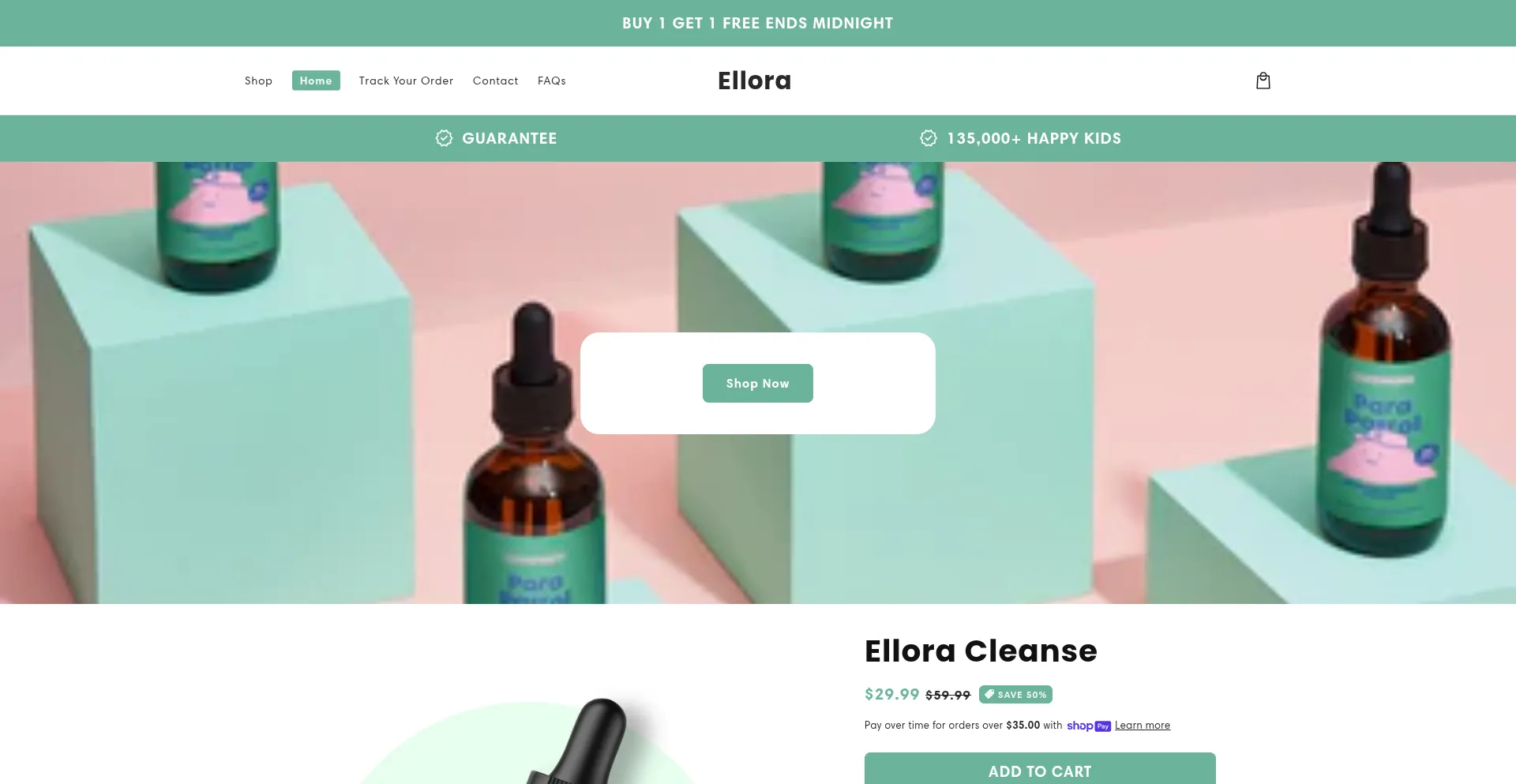Website screenshot of Myellora.com