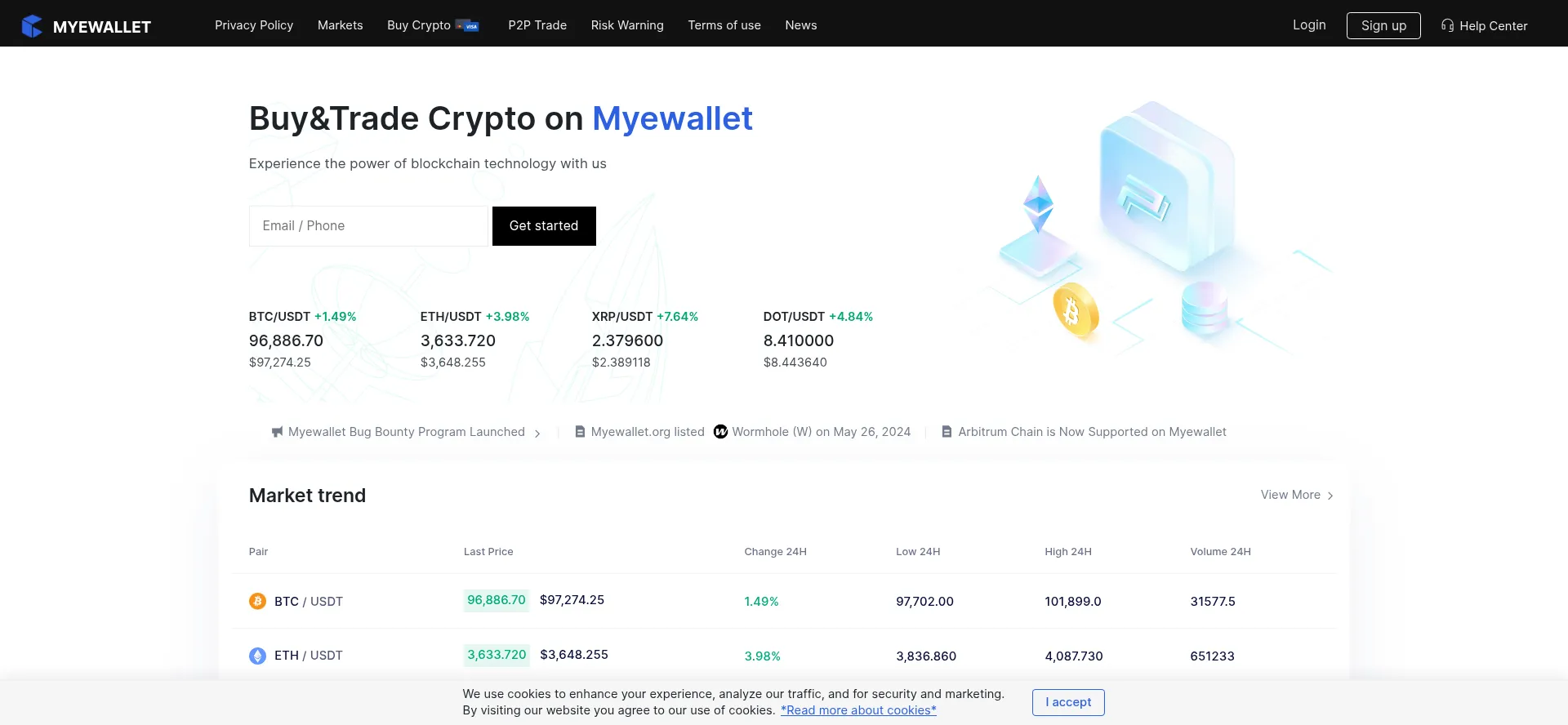Website screenshot of Myewallet.org