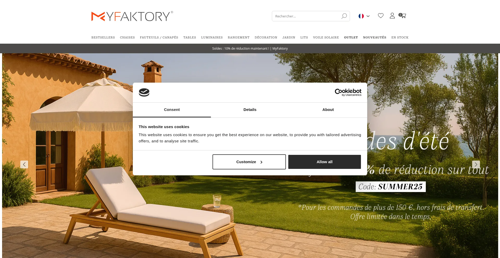 Website screenshot of Myfaktory.com