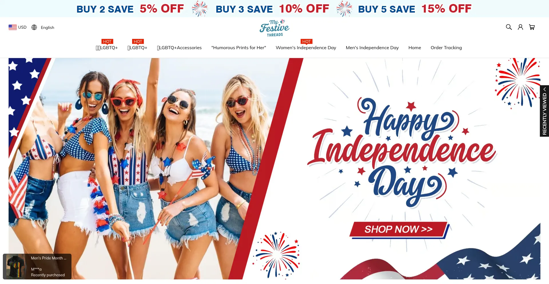 Website screenshot of Myfestivethreads.com