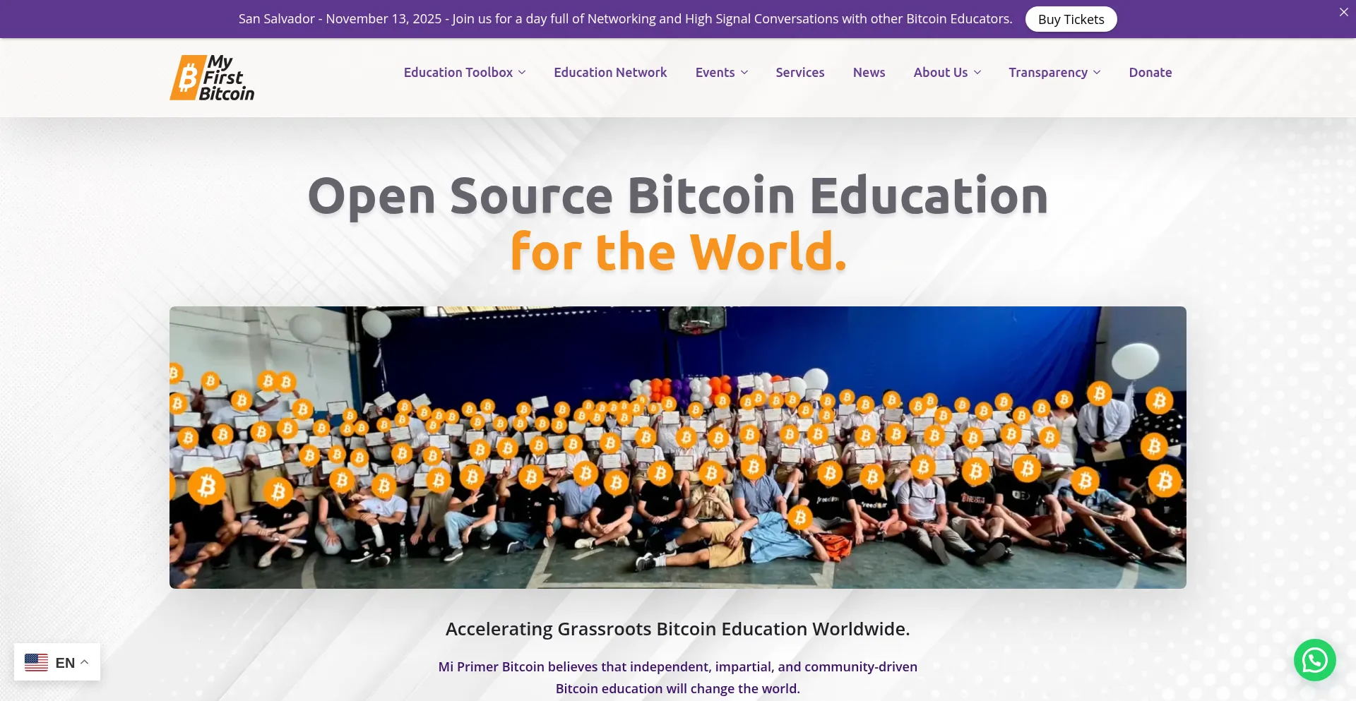 Website screenshot of Myfirstbitcoin.io