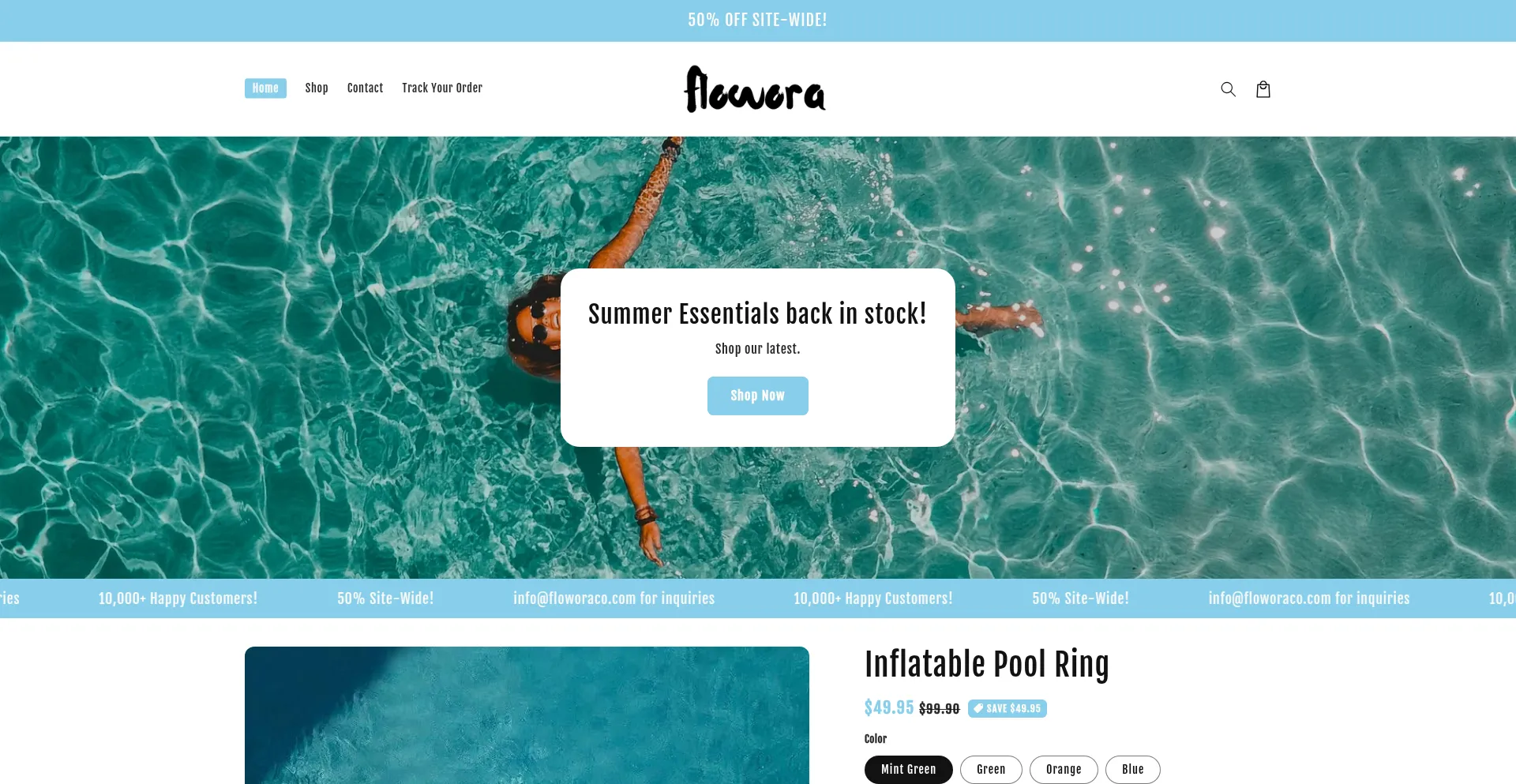 Website screenshot of Myflowora.com