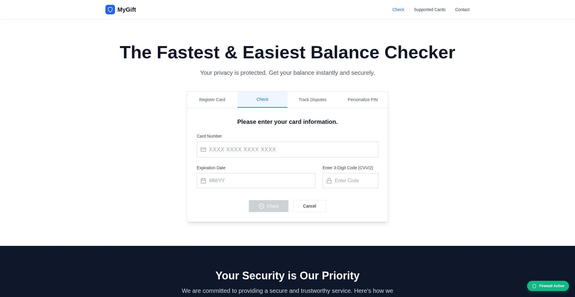 Website screenshot of Mygift-giftnow.com