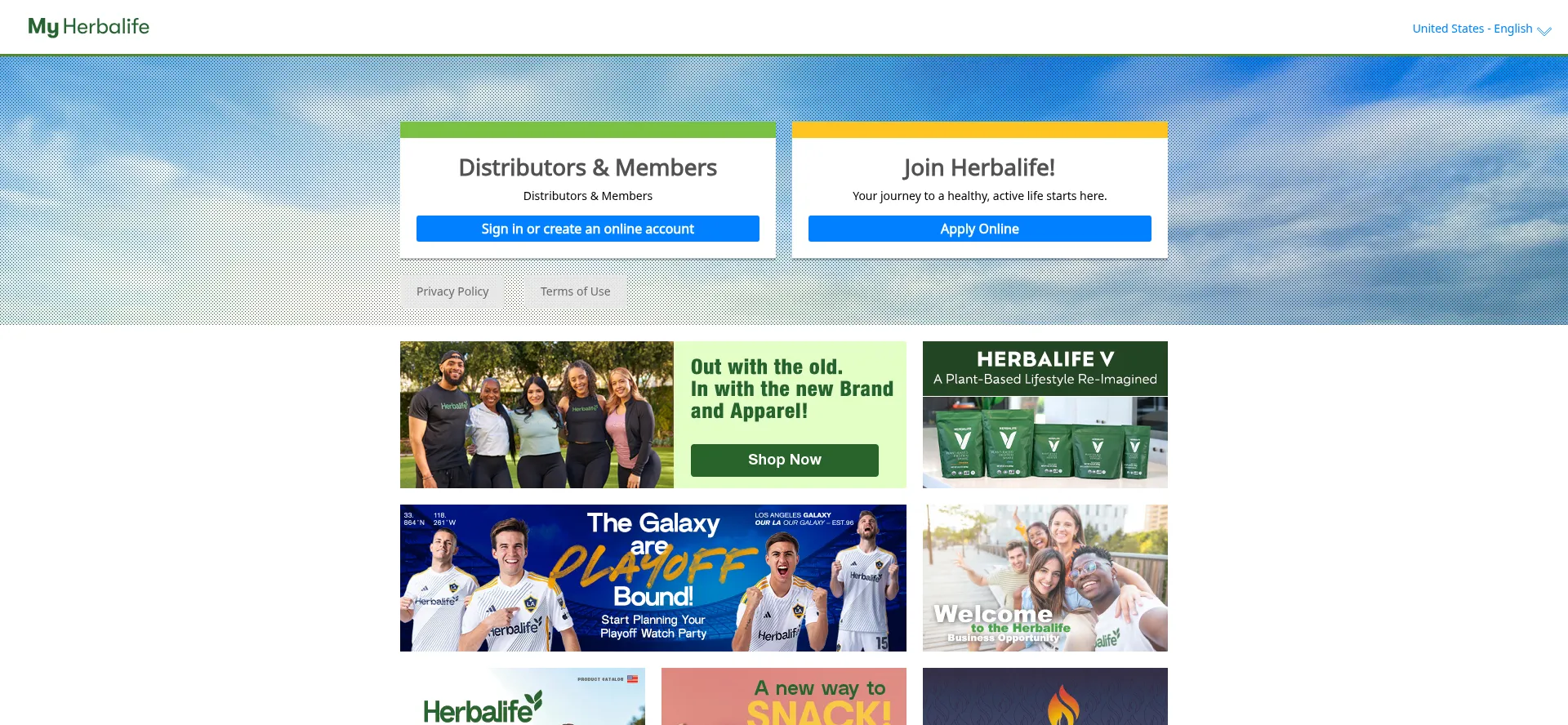 Website screenshot of Myherbalife.com