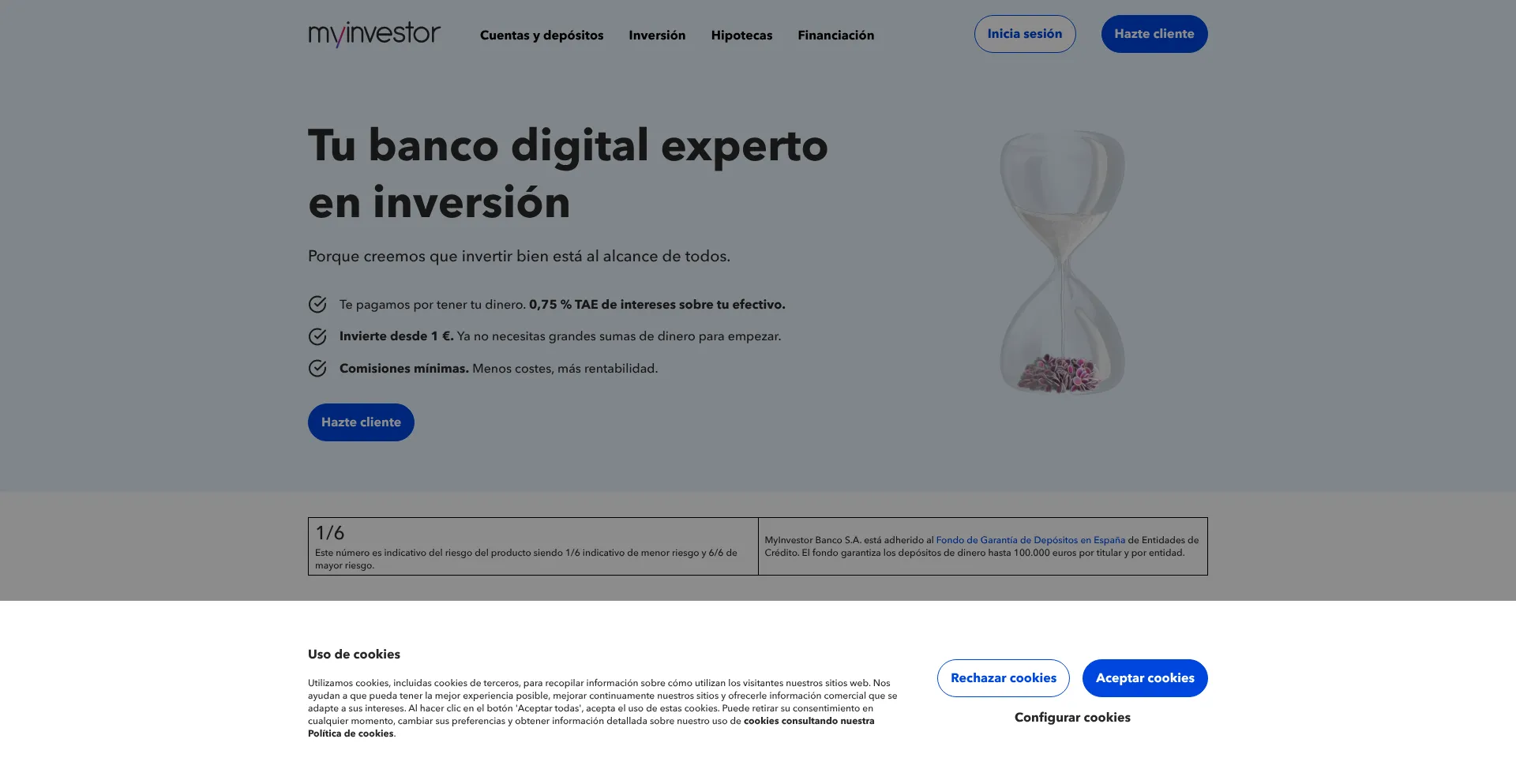 Website screenshot of Myinvestor.es