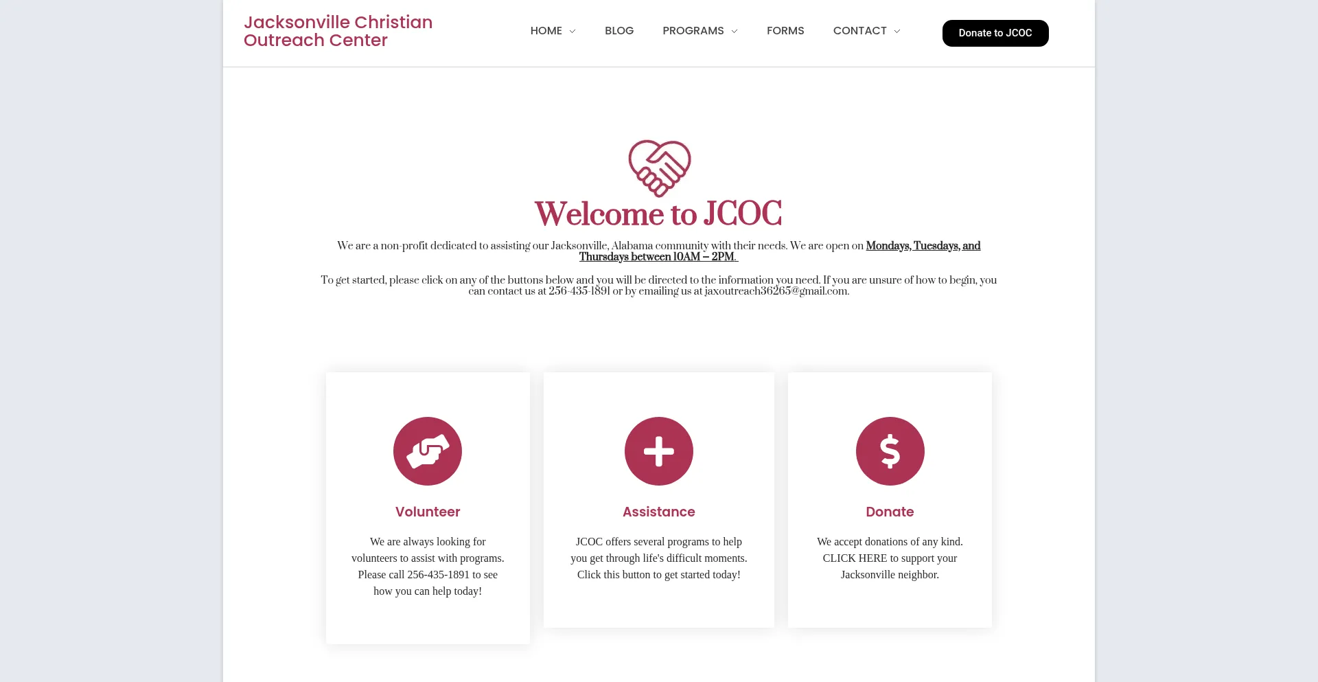 Website screenshot of Myjcoc.org