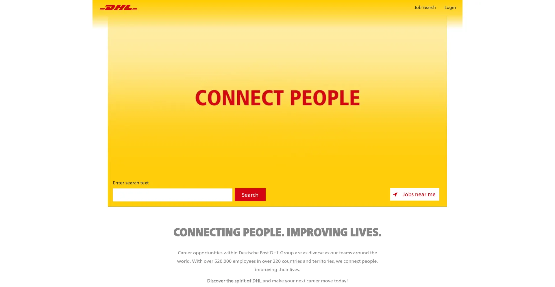 Website screenshot of Myjobdhl.earcu.com