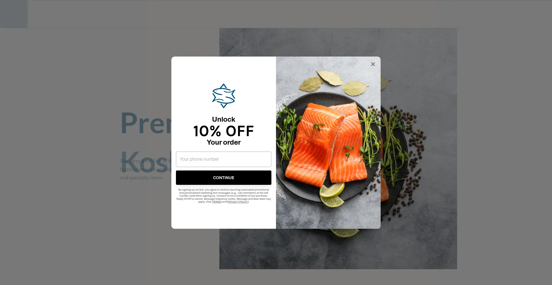 Website screenshot of Mykosherfish.com