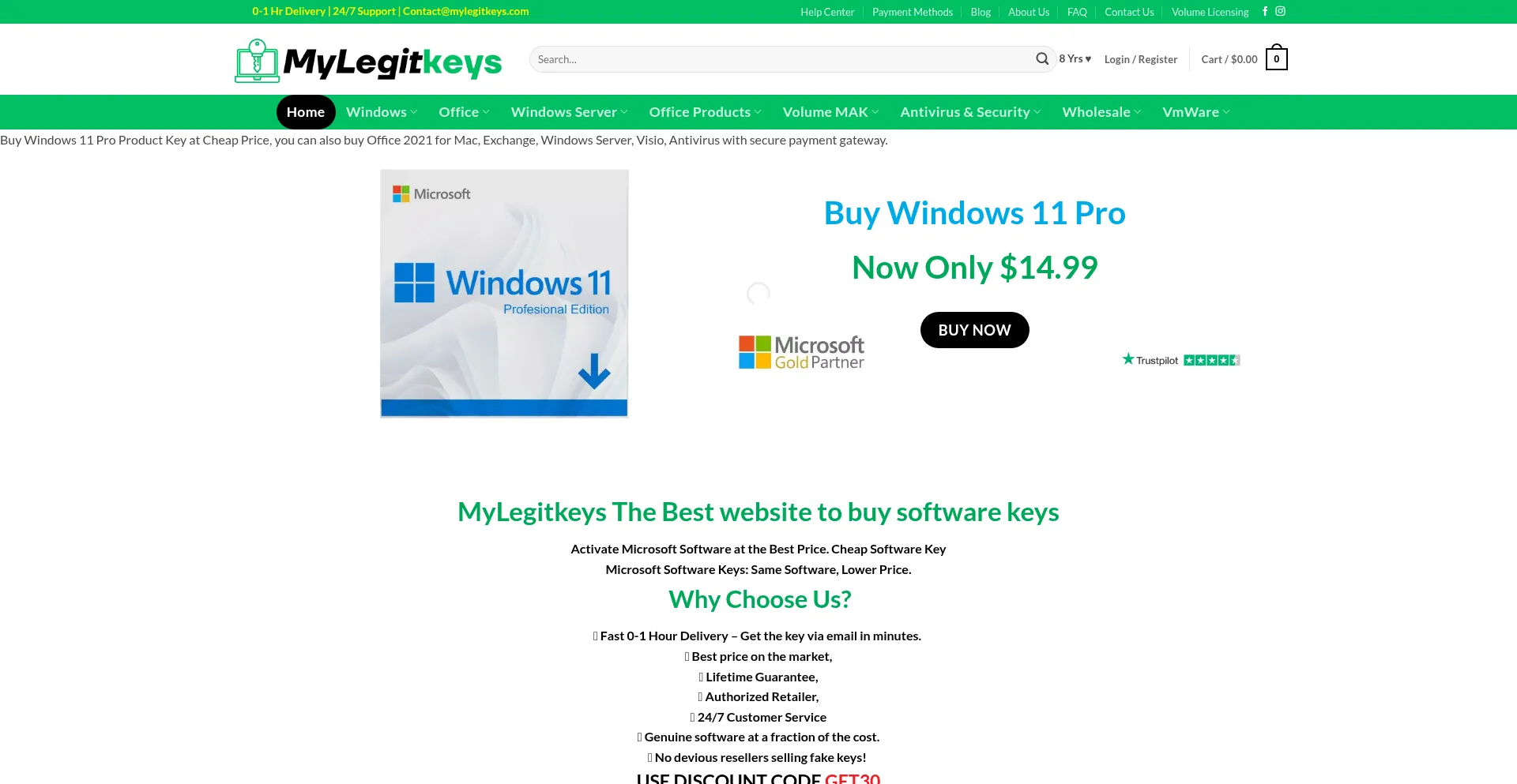 Website screenshot of Mylegitkeys.com