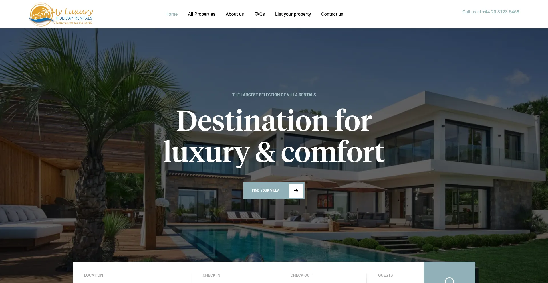 Website screenshot of Myluxuryholidayrentals.com