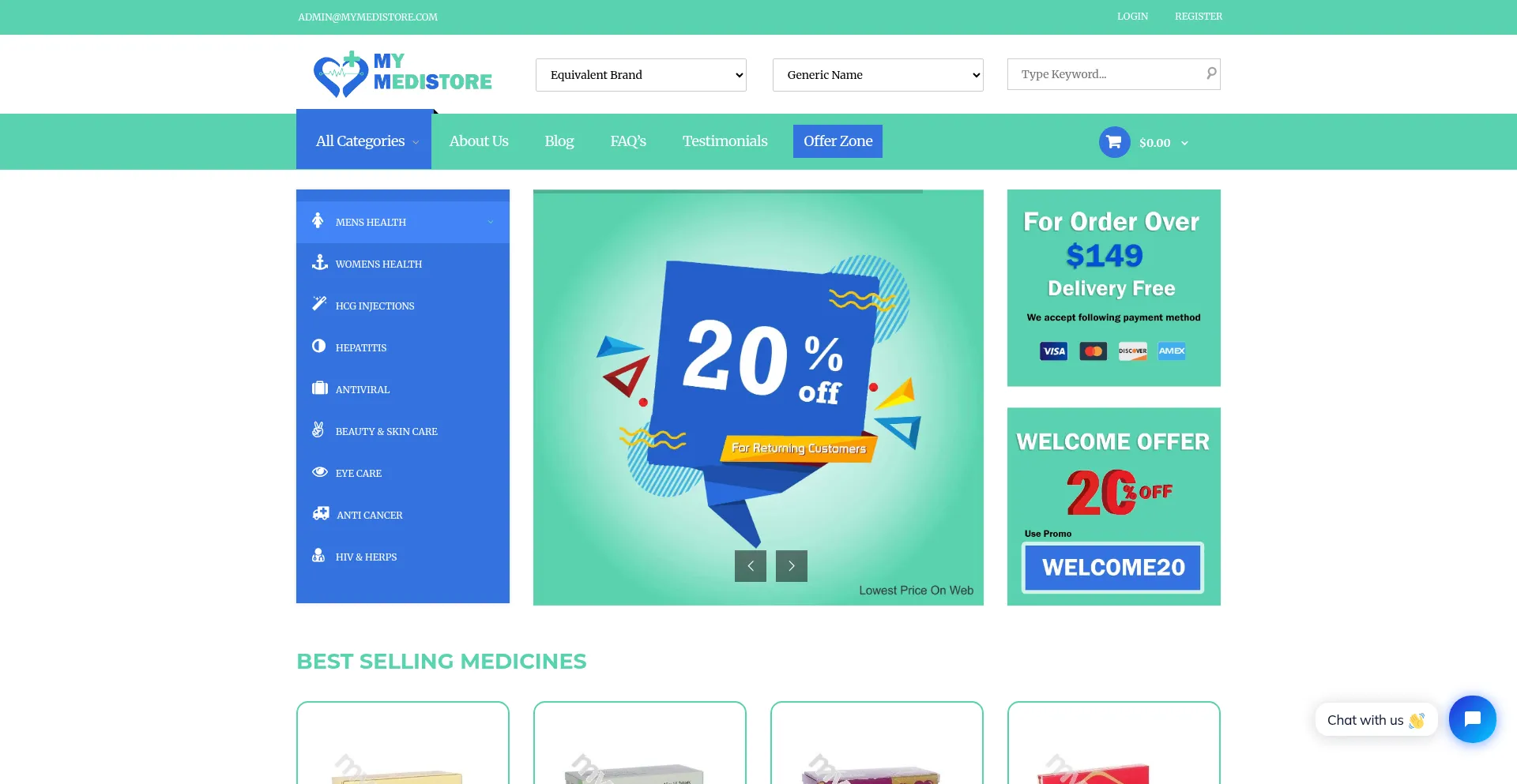 Website screenshot of Mymedistore.com