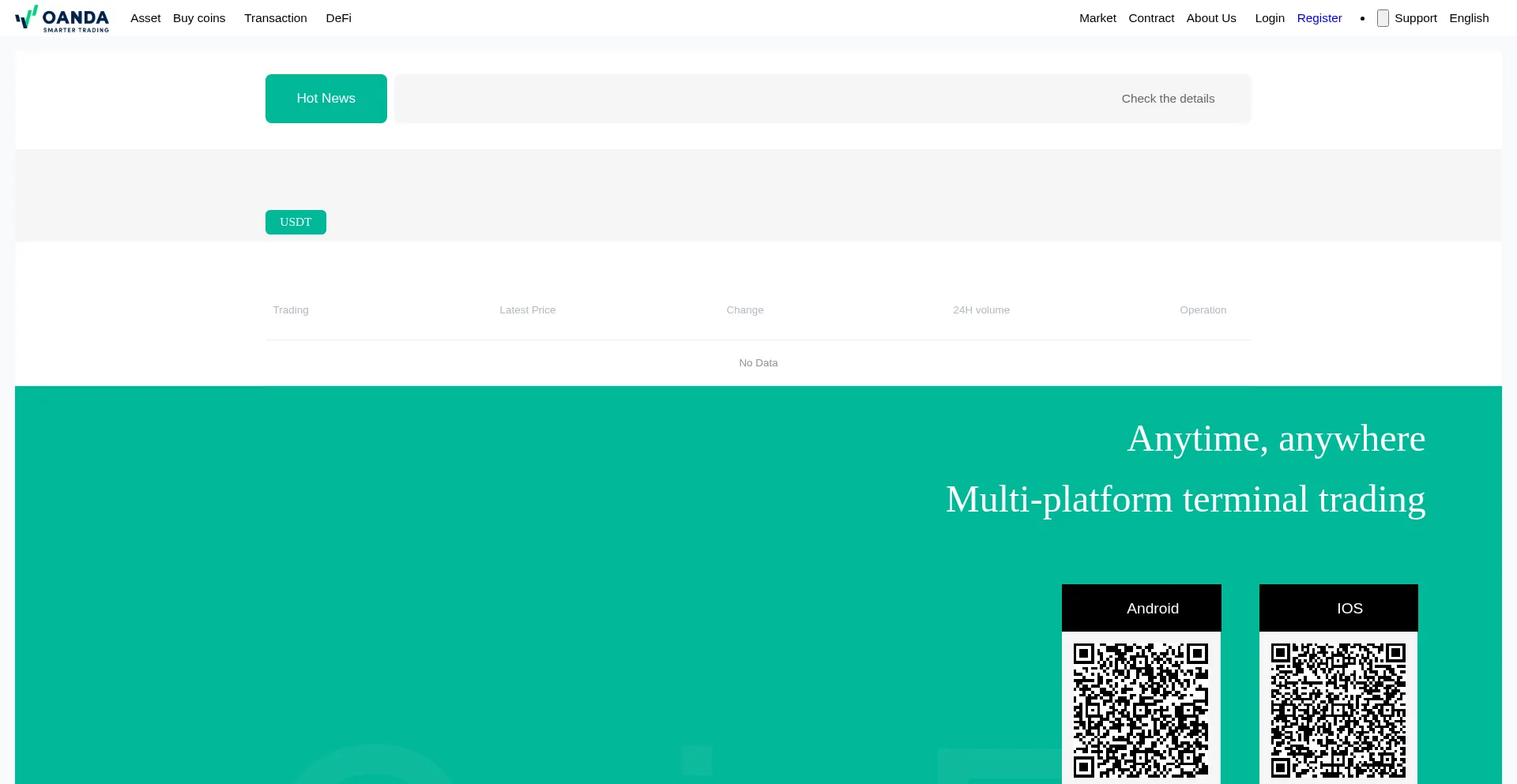 Website screenshot of Myoanda.com