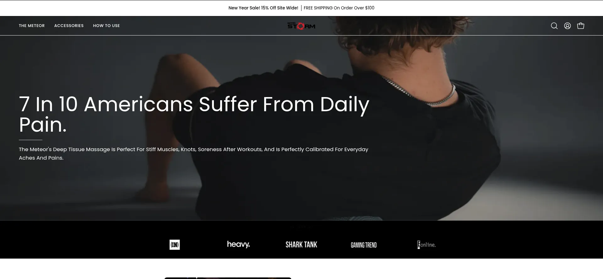 Website screenshot of Myostorm.com