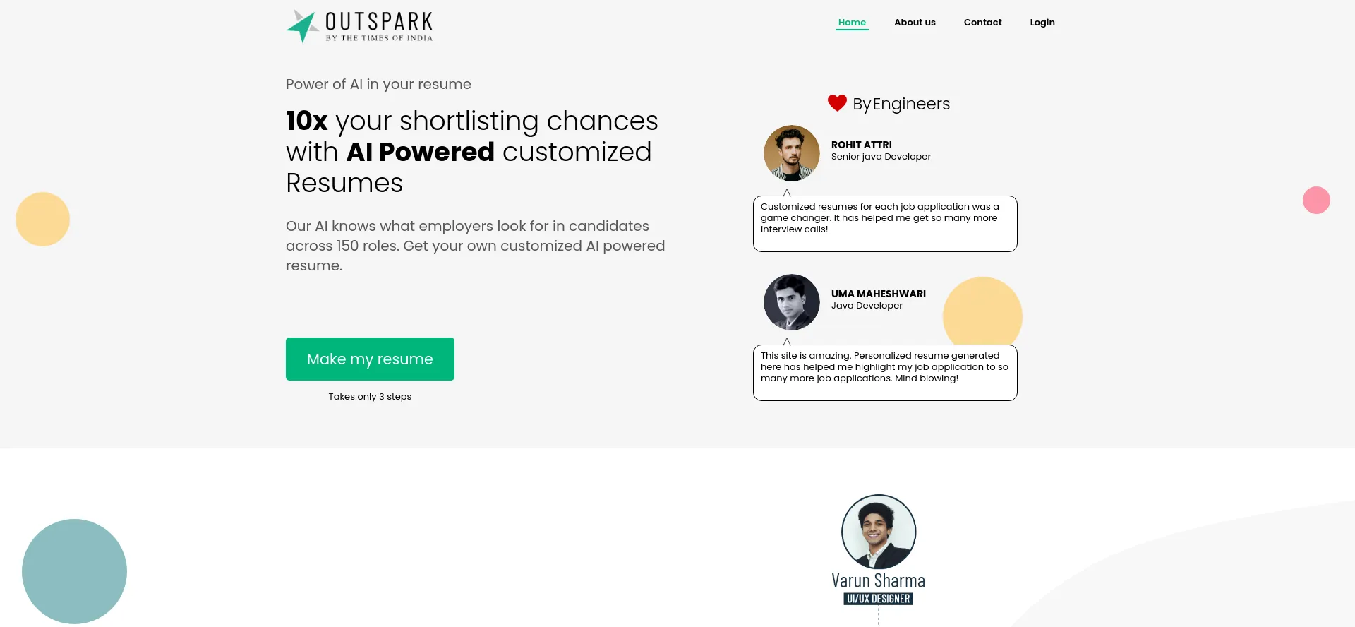 Website screenshot of Myoutspark.com