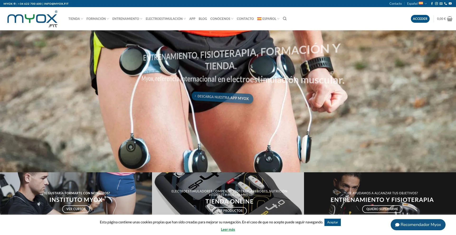 Website screenshot of Myox.fit