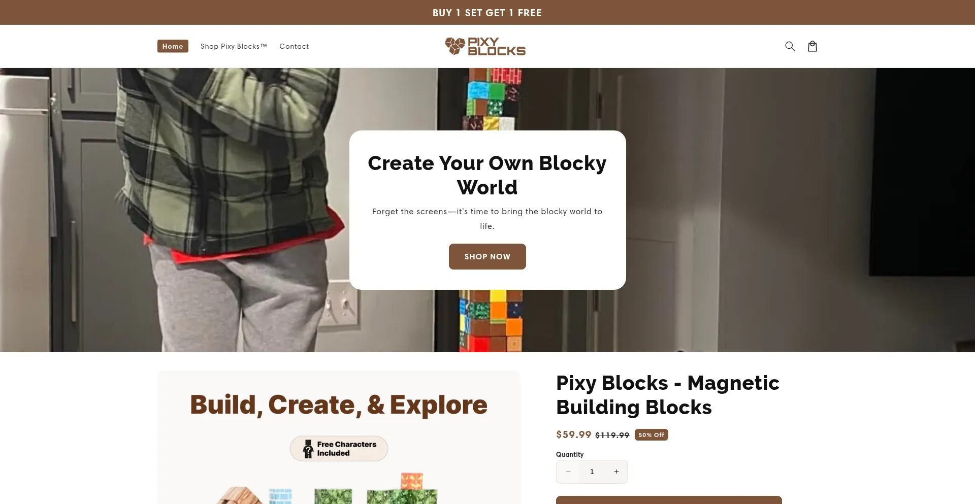 Website screenshot of Mypixyblocks.com